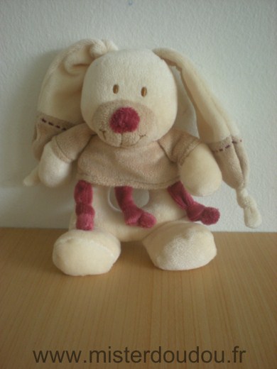 Nicotoy Lapin Ecru beige bordeau - Très bon état