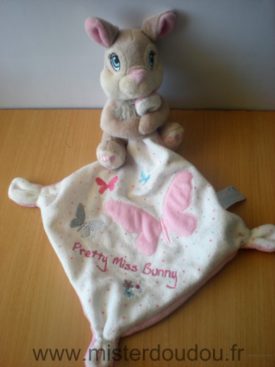 Nicotoy Lapin Disney panpan miss bunny beige rose mouchoir blanc rose papillion rose pretty miss bunny - Très bon état