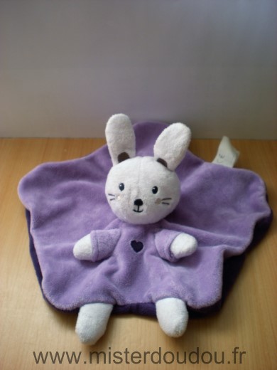 Nicotoy Lapin Mauve blanc violet coeur - Bon état