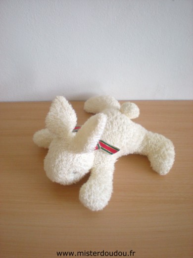 Lapin Ecru noeud ruban rouge vert doré Noukie s