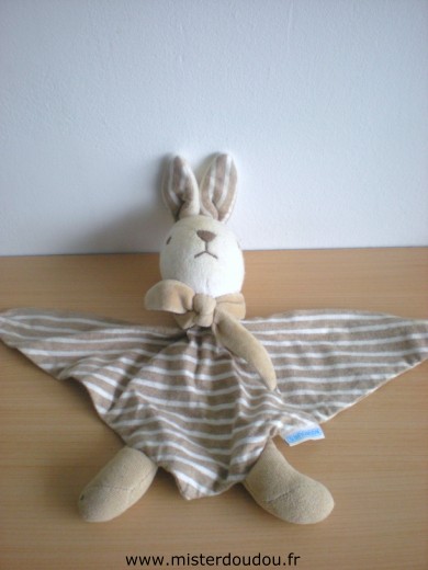 Nounours Lapin Rayé marron blanc - Etat moyen