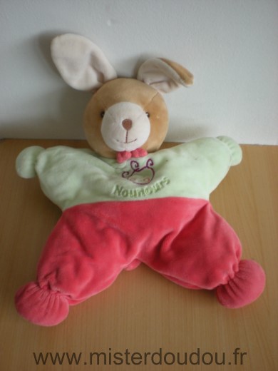 Nounours Lapin Rouge vert - Très bon état