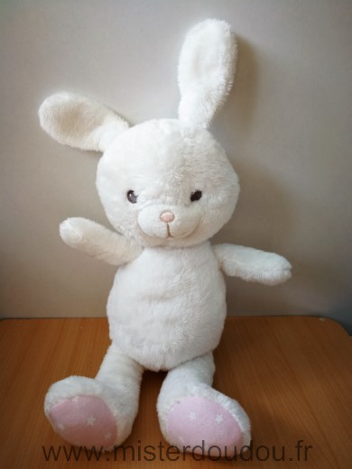 Orchestra Lapin Blanc pattes roses etoiles - Très bon état