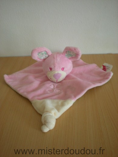 Tex Lapin Chien ou lapin rose ecru broderie trefle - Très bon état