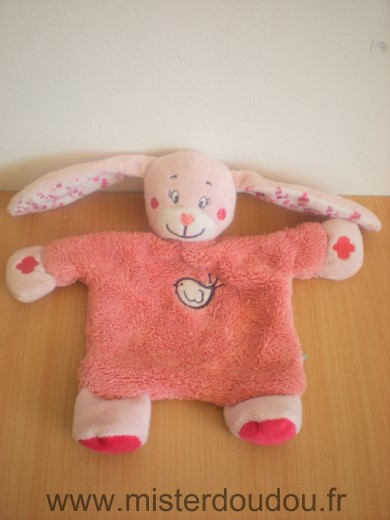 Tex Lapin Rose blanc motifs fleurs motif oiseau - Très bon état