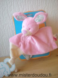 Tex Lapin Rose ecru dessus, tissus motifs fleurs dessous - Neuf