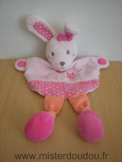 Tex Lapin Rose orange oiseau brodé - Très bon état