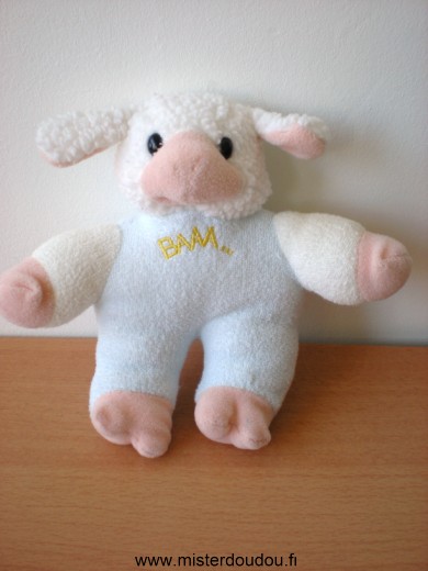 Marque Inconnue Mouton Blanc bleu clair en tissus eponge brodé baaa... - Très bon état