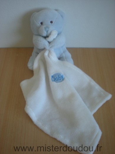 Baby nat Ours Bleu mouchoir blanc - Très bon état