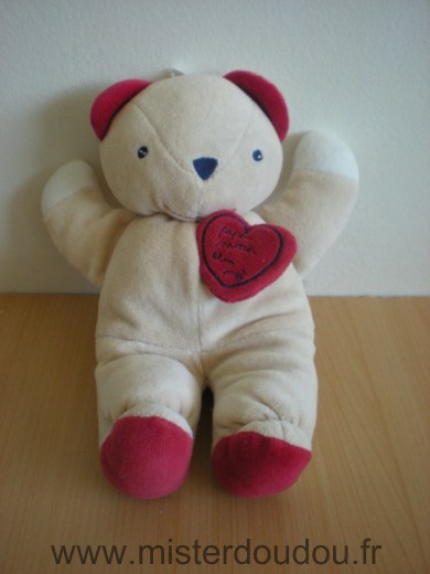 Ours Beige rouge coeur rouge Berlingot