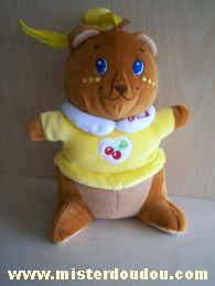 Chicco Ours Marron tshirt jaune avec des cerises dans coeur blanc - Très bon état