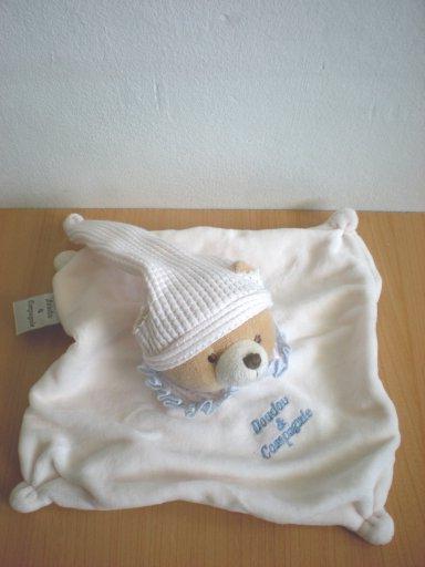 Doudou et compagnie Ours Blanc bleu - Très bon état