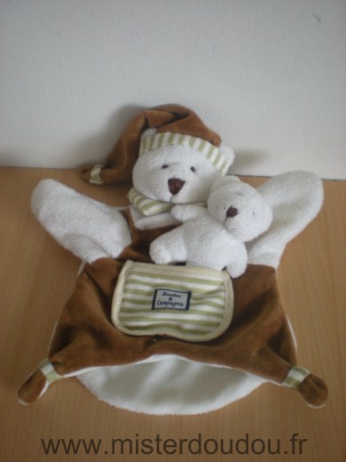Doudou et compagnie Ours Blanc marron avec bébé ours blanc - Très bon état