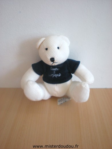 Doudou et compagnie Ours Blanc pull bleu marine - Très bon état