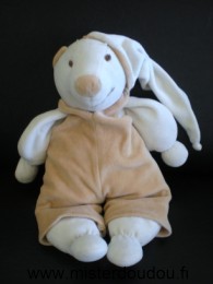 Doudou et compagnie Ours Blanc salopette marron - Très bon état
