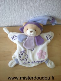 Doudou et compagnie Ours Blanc violet maman - Très bon état