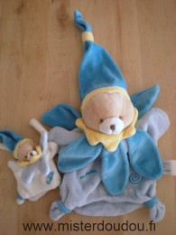 Doudou et compagnie Ours Bleu blanc jaune - Très bon état