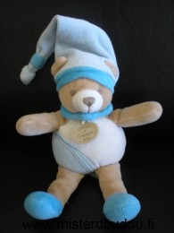 Doudou et compagnie Ours Bleu blanc marron - Très bon état