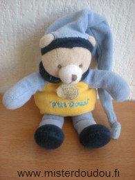 Doudou et compagnie Ours Bleu jaune p tit doux - Très bon état
