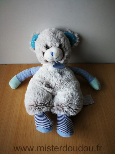 Doudou et compagnie Ours Bleu marron chine choupidoux - Très bon état