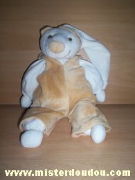 Doudou et compagnie Ours Ecru avec une salopette marron - Très bon état