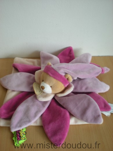 Doudou et compagnie Ours Ecru rose petales doudou tatoo - Très bon état