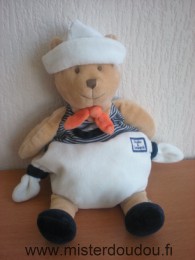 Doudou et compagnie Ours Marin avec mouchoir blanc dans la poche ventrale - Bon état