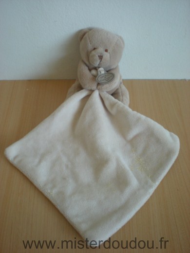 Doudou et compagnie Ours Marron mouchoir beige - Très bon état