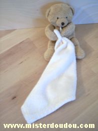 Doudou et compagnie Ours Marron mouchoir ecru - Très bon état