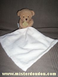 Doudou et compagnie Ours Marron mouchoir écru - Très bon état