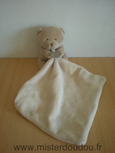 Doudou et compagnie Ours Marron mouchoir velours beige - Très bon état