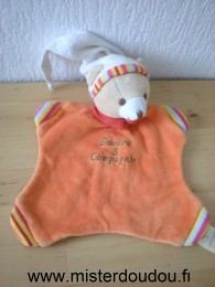 Doudou et compagnie Ours Orange bonnet blanc - Etat moyen