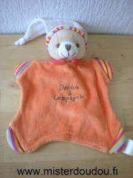 Doudou et compagnie Ours Orange bonnet blanc - Bon état