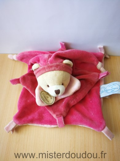 Doudou et compagnie Ours Rose framboise - Bon état