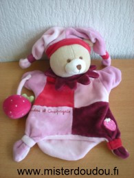 Doudou et compagnie Ours Rose rouge tient une fraise - Très bon état
