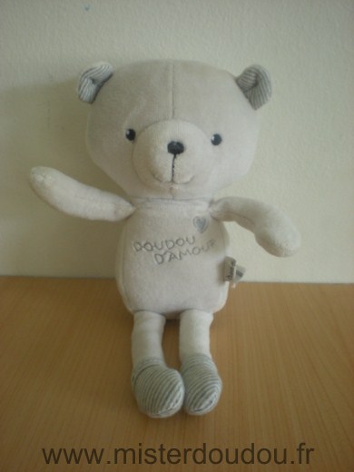 Du pareil au même Ours Ours dpam gris, brodé doudou d'amour - Très bon état