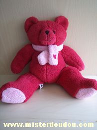 France loisirs Ours Rouge echarpe rose - Très bon état