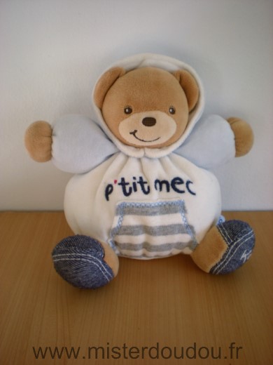 Kaloo Ours Blanc bleu ptit mec - Très bon état