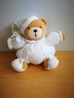 Kaloo Ours Blanc dragée bonnet blanc motifs feuilles - Très bon état