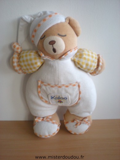 Ours Blanc jaune orange Kaloo