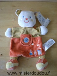 Kiabi baby Ours Orange rayé jaune et marron , un train brodé - Neuf
