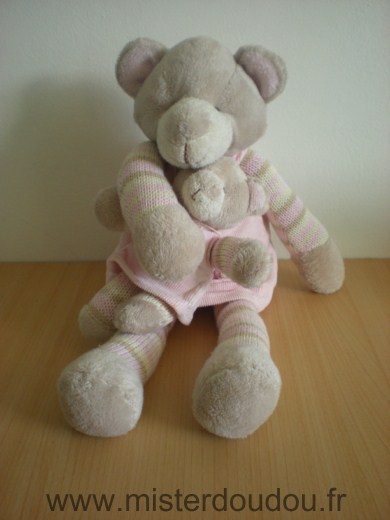 La galleria Ours Beige robe rose bras jambes en tricot rose beige avec bébé dans les bras - Très bon état