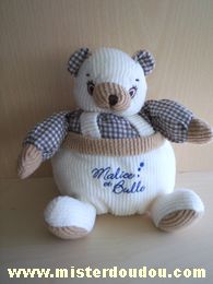 Malice et bulle Ours Vichy marron salopette ecru - Très bon état