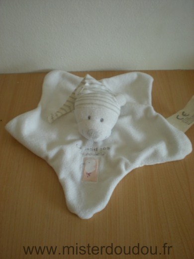 Nicotoy Ours Blanc les petits pois du poulailler bonnet raye - Très bon état