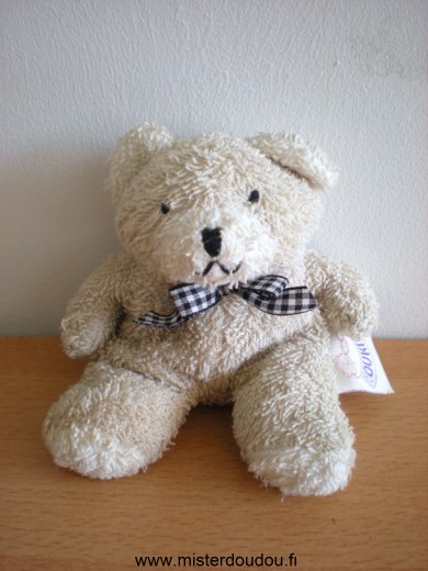 Noukie s Ours Tissus éponge beige et blanc noeud carreaux noir blanc - Très bon état