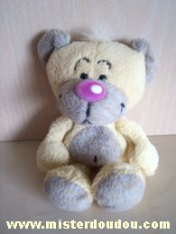 Pimboli Ours Beige marron-gris nez rose - Très bon état