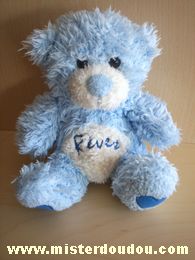 Reves Ours Bleu ventre blanc écrit rêves - Très bon état