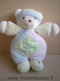 Takinou Ours Bleu vert rose jaune pastels - Très bon état