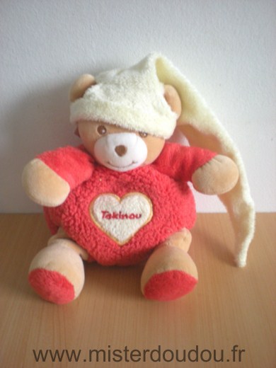 Takinou Ours Rouge bonnet jaune - Très bon état
