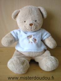 Tex Ours Beige tshirt bleu avec 2 personnages brodés - Mauvais état